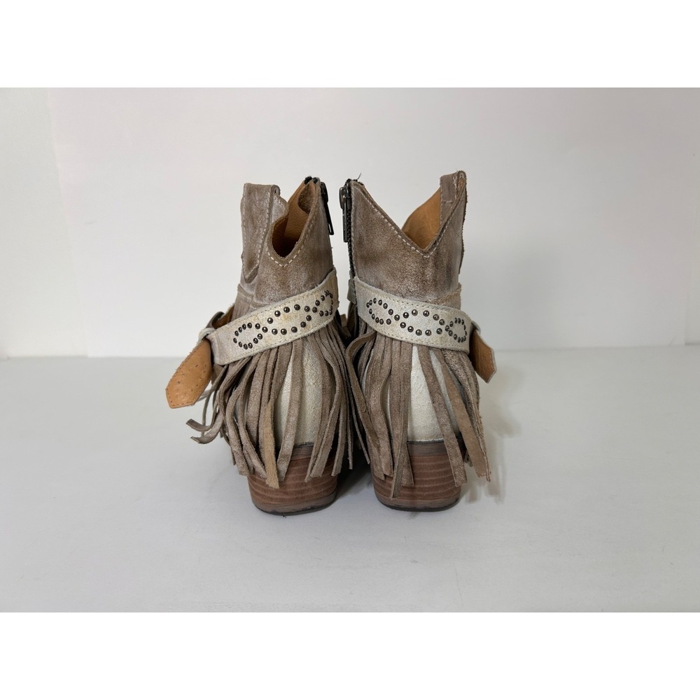 Sterling River Boots Womens 7 M Leather Festival Fringe Western Ankle Distressed - Picture 9 of 10